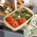 Teglia Rettangolare in Vetro con Coperchio in Vetro e Silicone, 3,6 L - Vaniglia