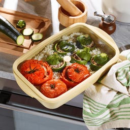 Teglia Rettangolare in Vetro con Coperchio in Vetro e Silicone, 3,6 L - Vaniglia