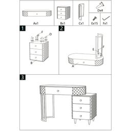 Schminktisch Kombination Sharon White mit Hocker - 1 Stk