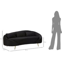 Mauro Ferretti 3-Sitzer-Sofa Oslo mit Kissen, Schwarz - 1 Stk