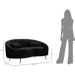 Mauro Ferretti 2-Sitzer-Sofa Oslo mit Kissen, Schwarz - 1 Stk