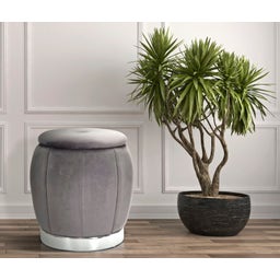 Pouf con Contenitore Paris, Grigio / Argento - 1 pz.