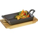 Poêle de Service Carrée BBQ avec Planche en Bois