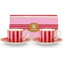 Espressotassen mit Untersetzer Love Birds - Rot gestreift