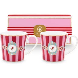 Pip Studio Becherset Love Birds - Rot gestreift