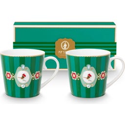 Pip Studio Becherset Love Birds - Grün gestreift