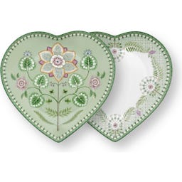 Pip Studio Hartvormig Bord Lily & Lotus - 21,5 cm - Lichtgroen