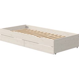 CLASSIC Ausziehbett mit 2 Schubladen, 90x190 cm - Weiß lasiert