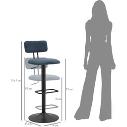 Barhocker mit Höhenverstellung hellblau, 2er-Set