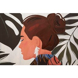 Leinwandbild mit Farbdruck Lady Jungle -B-