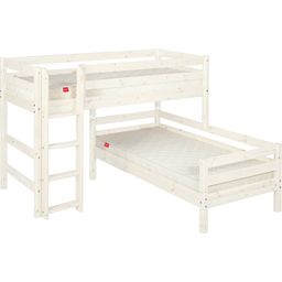 CLASSIC Mid-High Combination Bed with Vertical Ladder, 90 x 200 cm - Glazed white