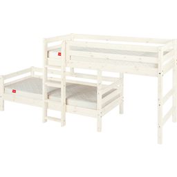 CLASSIC srednje visoka kombinirana postelja z navpično lestvijo, 90x200 cm - Belo lazura