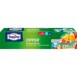 Toppits Zipper® univerzális zacskó, 3 liter - 8 darab