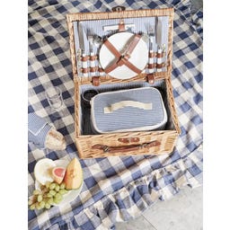 Strömshaga Panier de Pique-Nique en Osier, Set Bleu