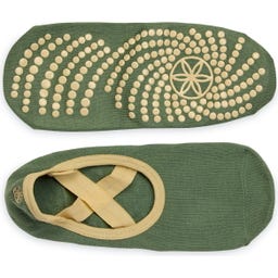 GAIAM Grippy Yoga Barre Socks, Olive Haze - 1 kos