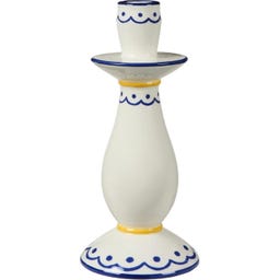 IB Laursen Kandelaar Wit/Blauw met Geel Patroon - 1 stuks