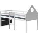 ALFRED Mid-high House Bed with Headboard and Blackboard / Shelf, 90x200 cm - 1 piece
