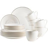 Felise 18-teiliges Kaffeegeschirr, wei&szlig; mit Goldrand