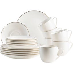 Felise 18-teiliges Kaffeegeschirr, weiß mit Goldrand - 1 Set
