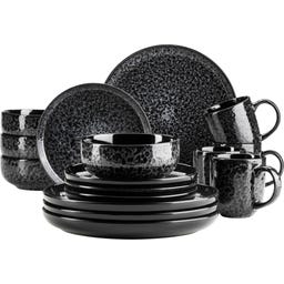 Filippa - Servizio da Tavola - 16 Pezzi, Nero - 1 set