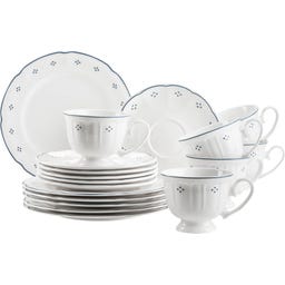 Lova 18-teiliges Kaffeeservice, weiß/blau - 1 Set