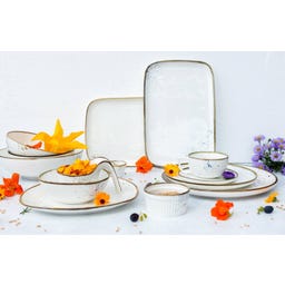 Pintar - Servizio Combinato - 16 Pezzi, Bianco/Marrone - 1 set