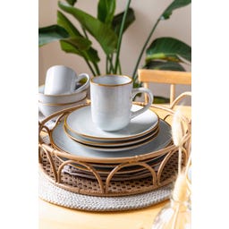 Mabella - Set Servizio Vintage - 20 Pezzi, Grigio/Marrone - 1 set