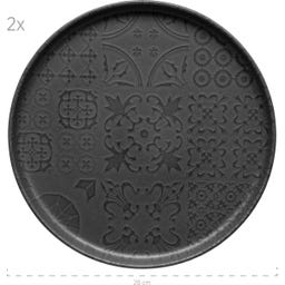 Traditional Tiles - Servizio da Tavola - 8 Pezzi, Nero - 1 set