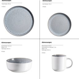 Lunaria 16-teiliges Kombigeschirrservice, grau - Grau
