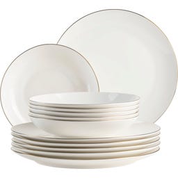 Felise - Servizio da Tavola, Bianco con Bordo Oro - 1 set