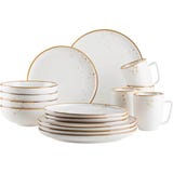 Pintar 16-piece Tableware Set, white/brown