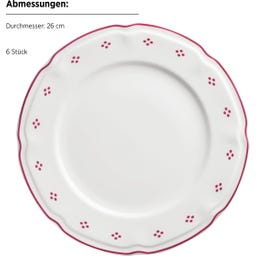 Mäser Lova 12-teiliges Tafelservice, weiß/rot - 1 Set