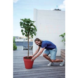 Pot Rond avec Roulettes LOFT URBAN - 40 cm - Rouge théâtre