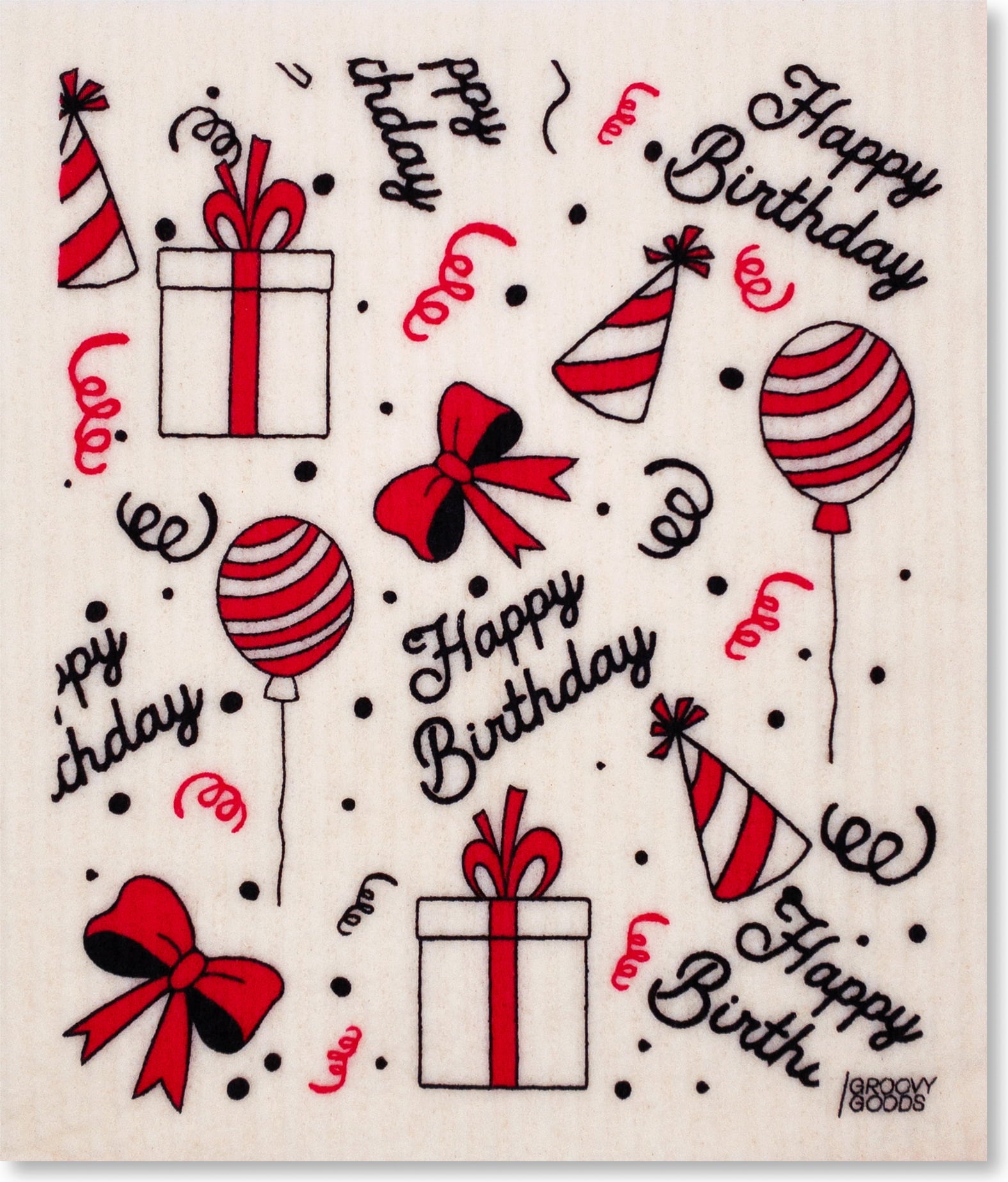 Groovy Goods Carré Éponge "Happy Birthday"