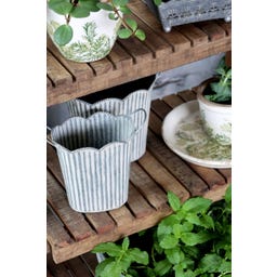 Sierpot met Ribbels & Grepen -Set van 3, Antiek Zink