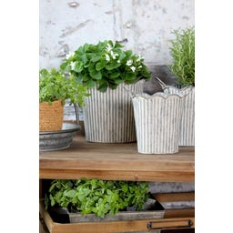 Sierpot met Ribbels & Grepen -Set van 3, Antiek Zink