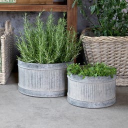 Chic Antique Cache-Pot à Rainures - Lot de 2