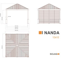 Pavillon Nanda 12x12 / 3,6 x 3,6 m, Champagner - 1 Stk