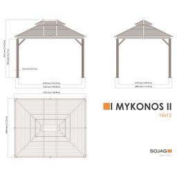 Pavillon Mykonos 10x12 / 3,6 x 3 m, Anthrazit - 1 Stk