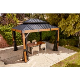 Pavillon Fontana 1012 | inkl. Moskitonetz 3,6 x 3 m, Holzoptik - 1 Stk