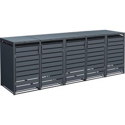 Mülltonnenbox Kubus mit Deckel, Anthrazit - 5 x 240 L