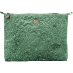 Flache Kosmetiktasche Charly Samt Quilty Days, groß - Grün