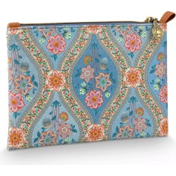 Flat Cosmetic Bag Charly Ornamento, medium - Blue
