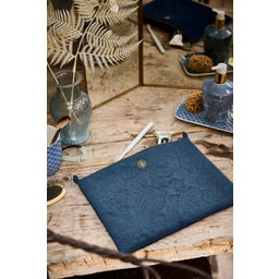 Flache Kosmetiktasche Charly Samt Quilty Days, groß - Blau