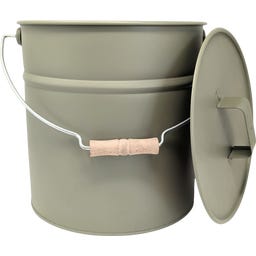 Livlig Metal Bucket with Lid, 12 L - Moss grey