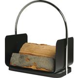 Wood Basket Coated Black with Chrome Handles
