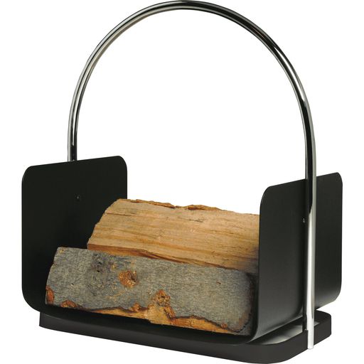 Wood Basket Coated Black with Chrome Handles - 1 item