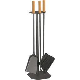 Fireplace Set 3-piece. Coated in Anthracite, Beechwood Handles