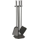 Fireplace Set 3-piece, Coated in Anthracite, Handles with Chrome Caps - 1 item