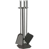 Fireplace Set 3-piece, Coated in Anthracite, Handles with Chrome Caps